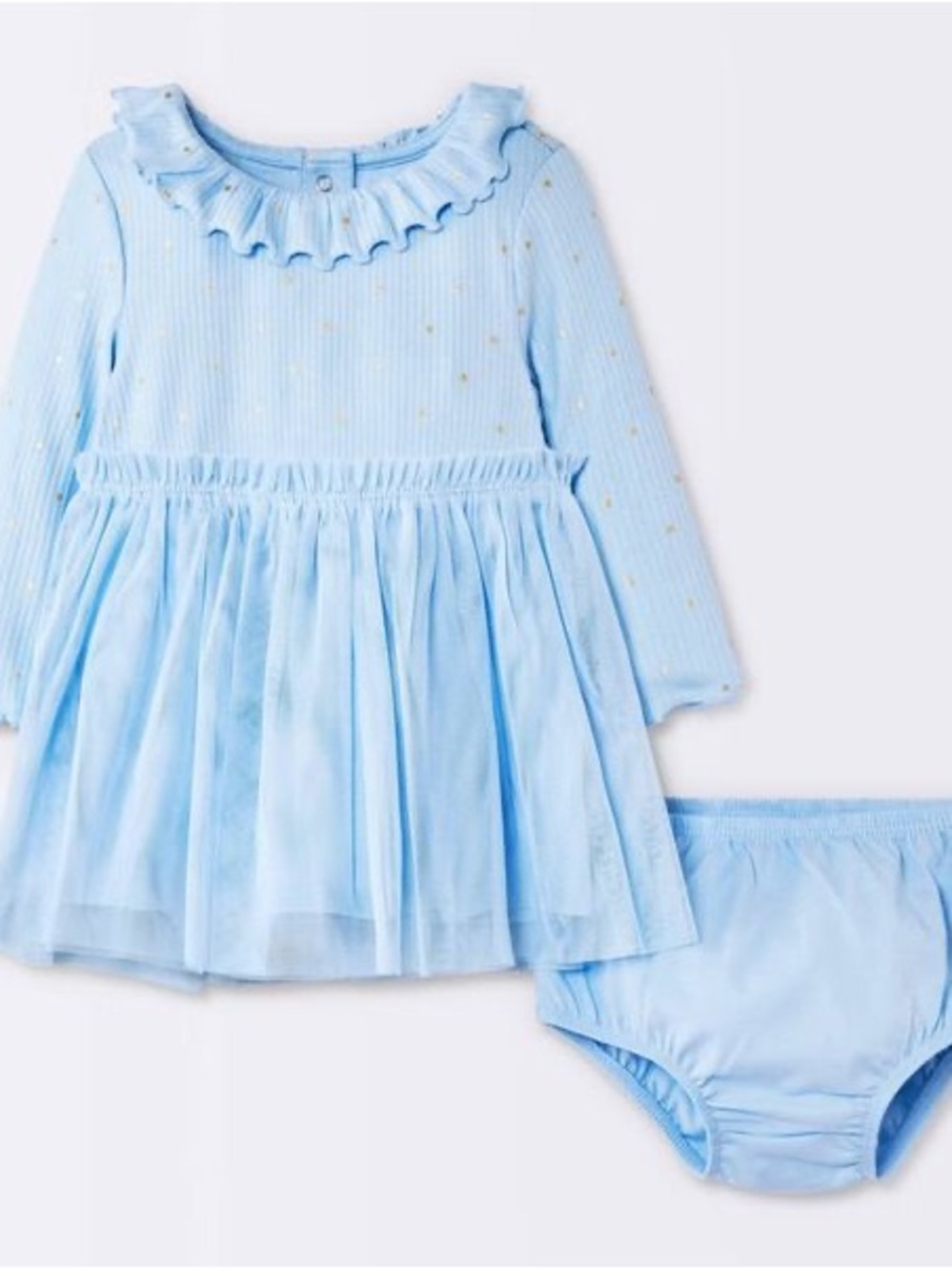 Cloud Island Baby Girls' Star Long Sleeve Modal Ribbed Tulle Dress, 24M